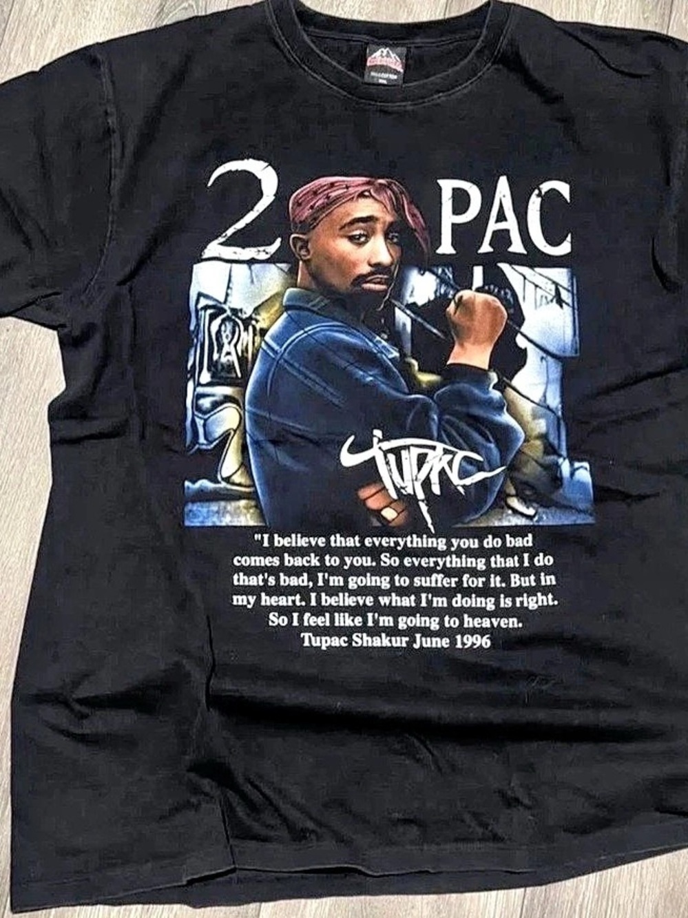 Tupac Shakur June 1996 graphic tee in Black Rock Tee tag